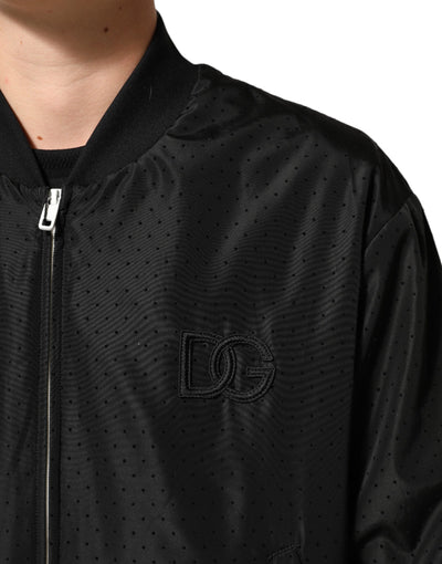 Dolce & Gabbana Black Acetate Full Zip Bomber Men Jacket