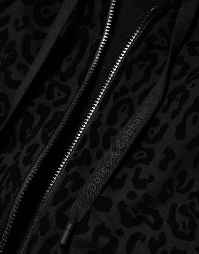 Dolce & Gabbana Black Cotton Hooded Full Zip Bomber Jacket