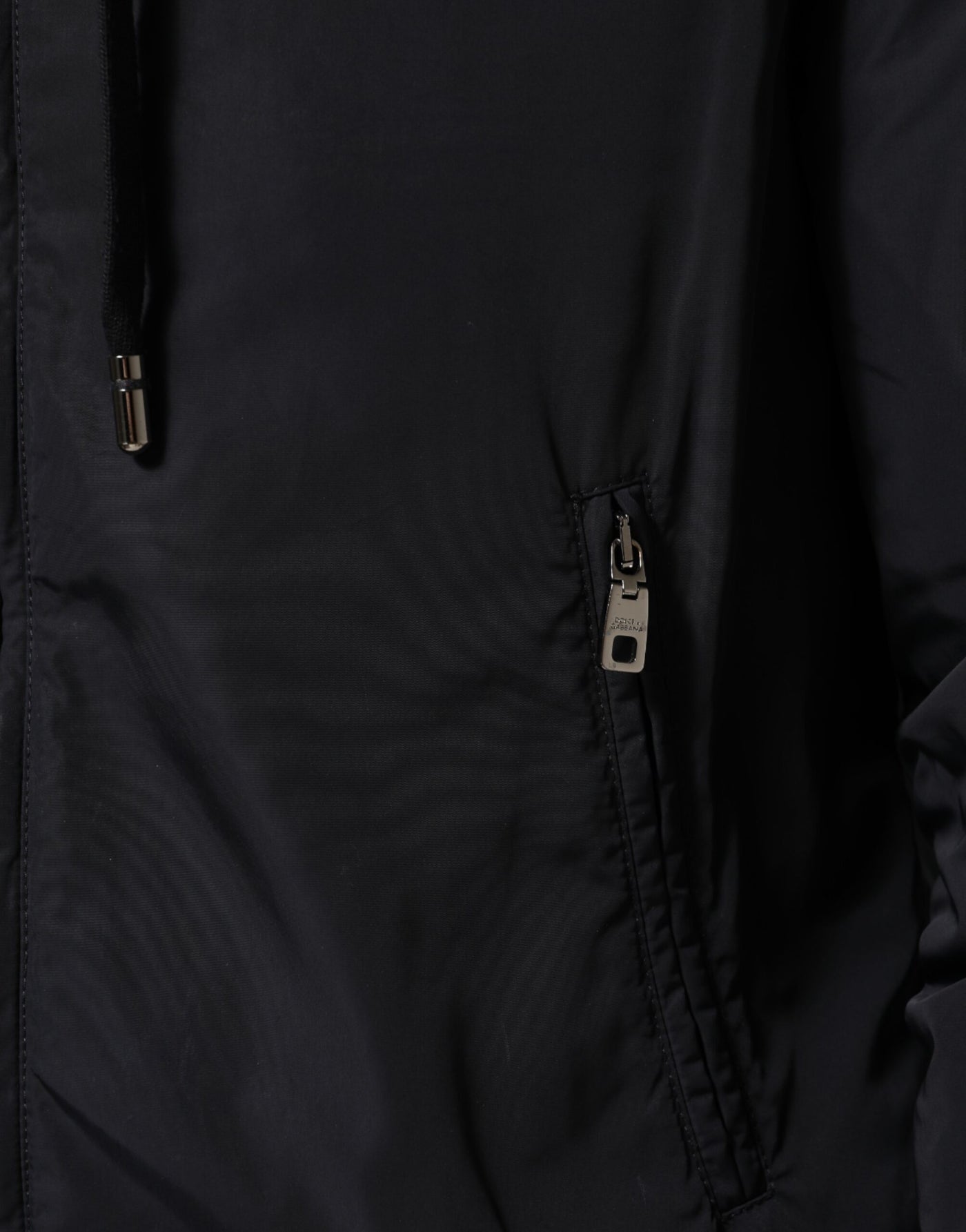 Dolce & Gabbana Blue Logo Tape Hooded Full Zip Bomber Jacket