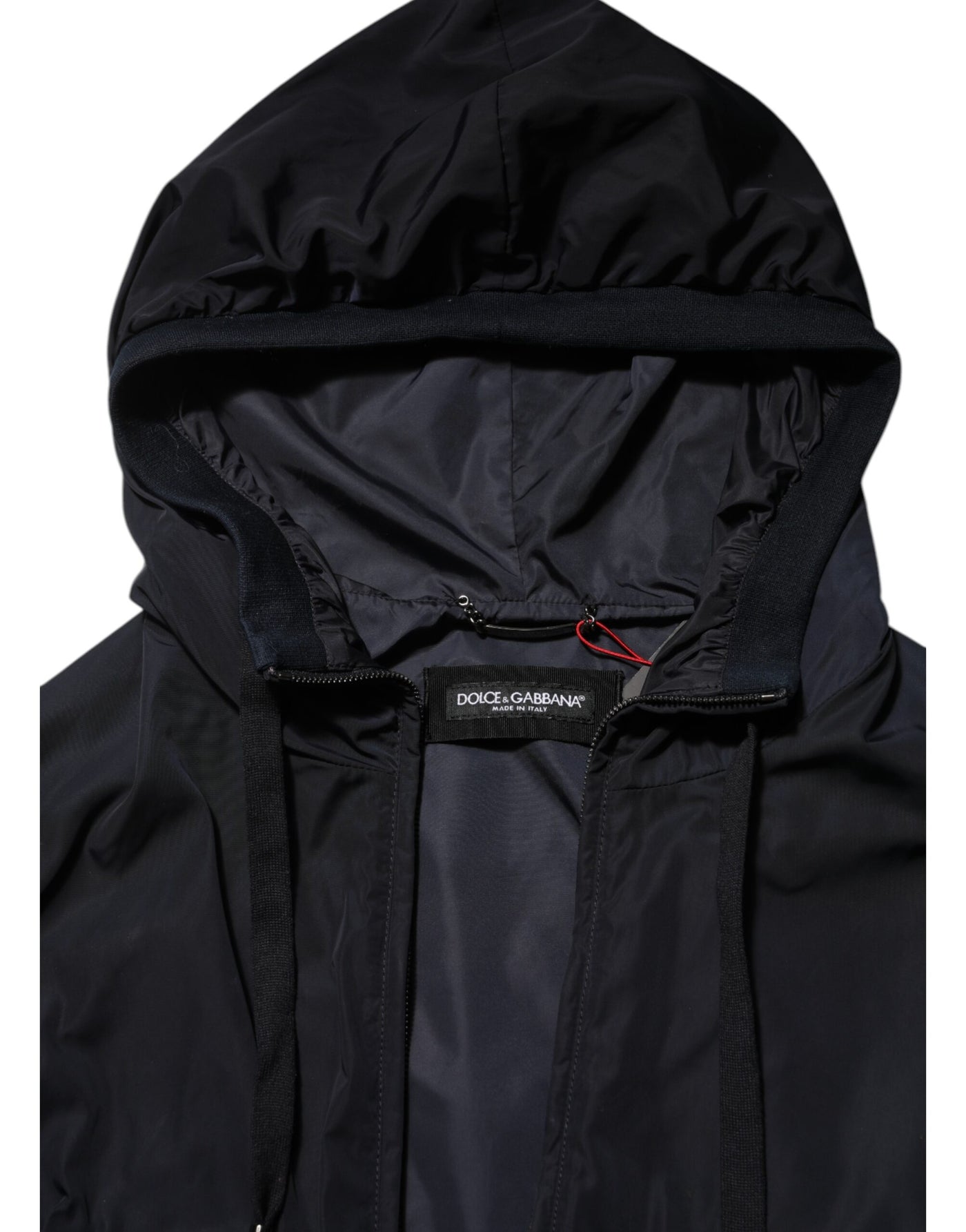 Dolce & Gabbana Blue Logo Tape Hooded Full Zip Bomber Jacket