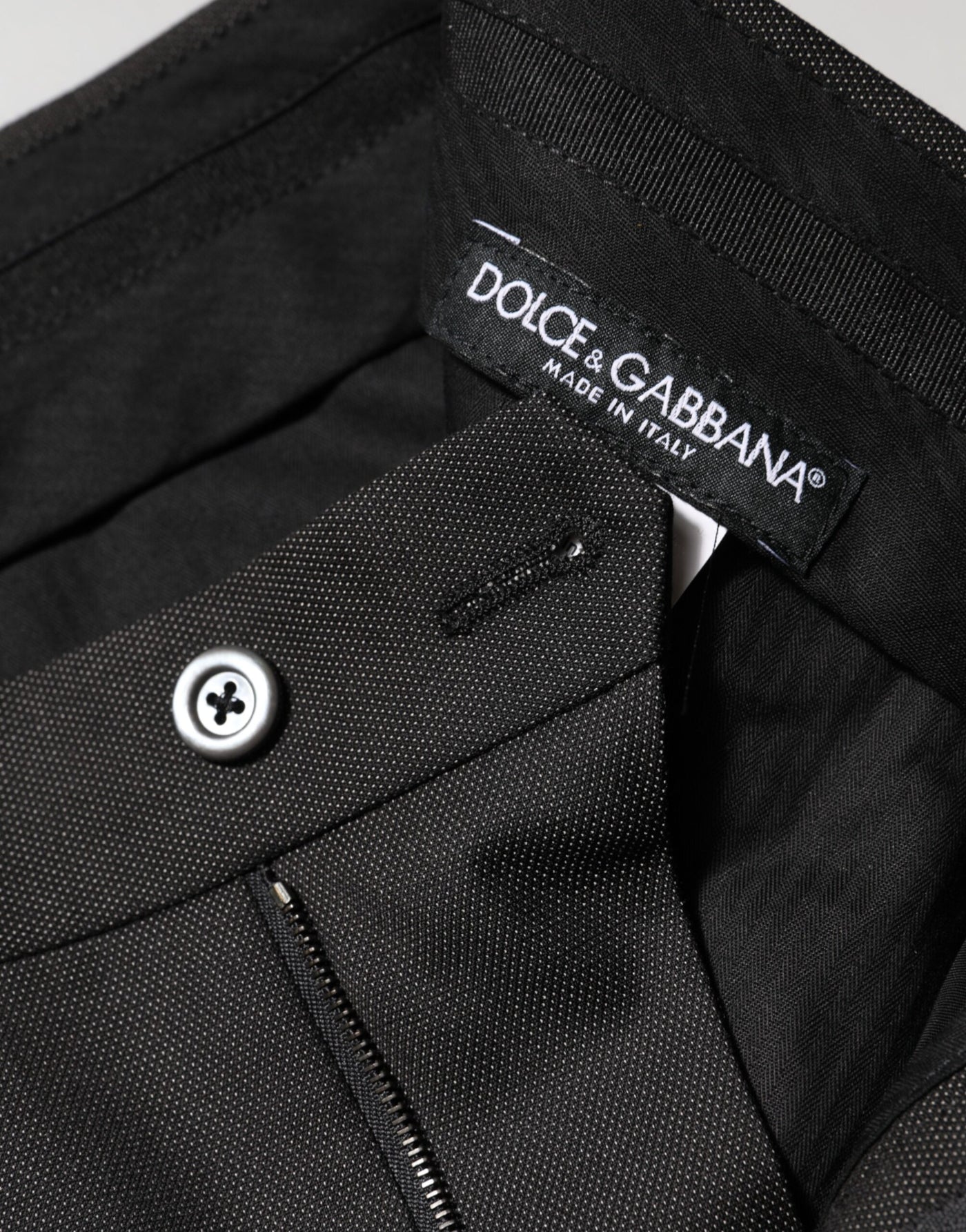 Dolce & Gabbana Black Polyester Mid Waist Dress Trouser Pants