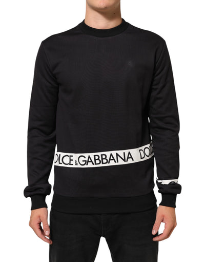 Dolce & Gabbana Black Logo Crew Neck Men Sweatshirt Sweater