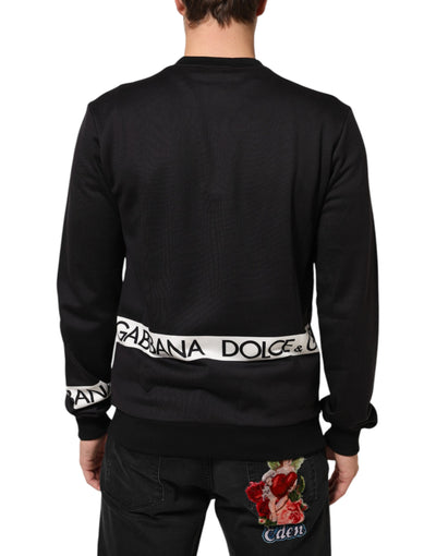 Dolce & Gabbana Black Logo Crew Neck Men Sweatshirt Sweater
