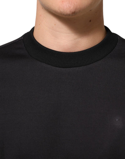Dolce & Gabbana Black Logo Crew Neck Men Sweatshirt Sweater