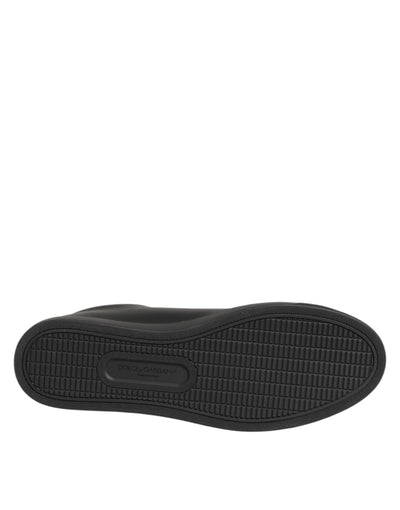 Dolce & Gabbana Black Leather Crystal Heart Sneakers  Shoes