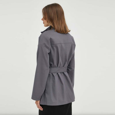 Patrizia Pepe Gray Cotton Jackets & Coat