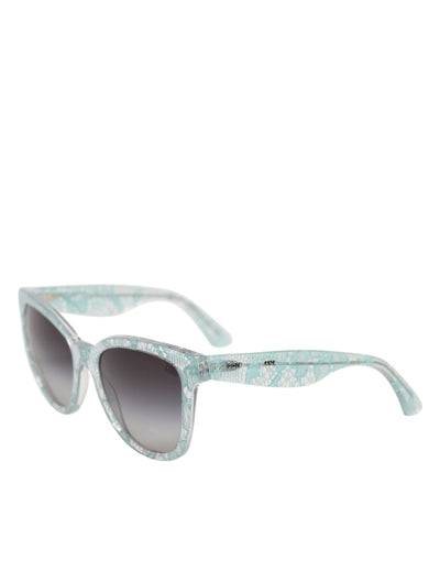 Dolce & Gabbana DG4190 Blue Lace Acetate Rectangle Shades Sunglasses