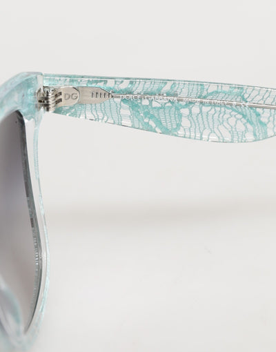 Dolce & Gabbana DG4190 Blue Lace Acetate Rectangle Shades Sunglasses