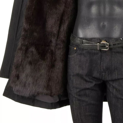 Dolce & Gabbana Black Silk Men Parka