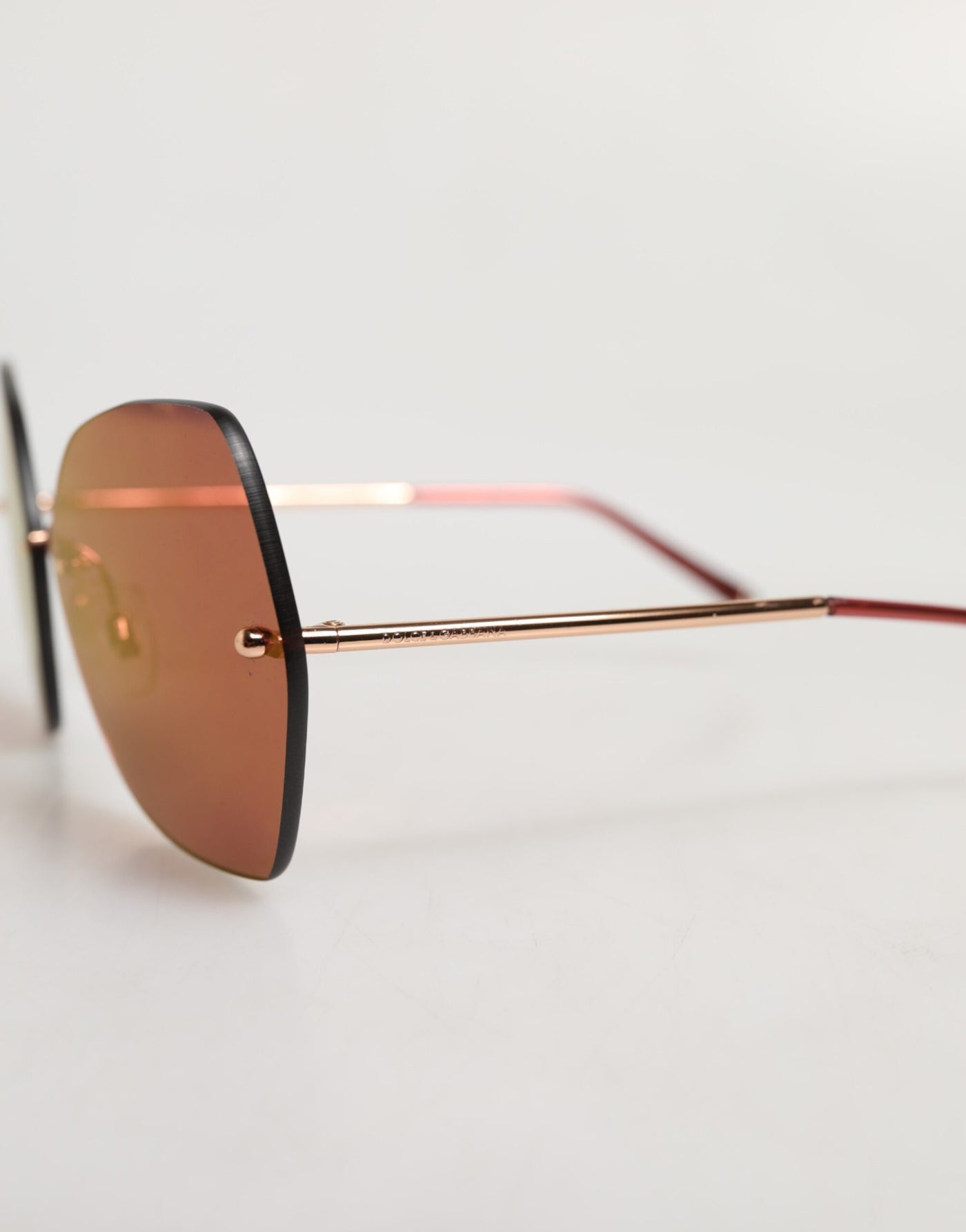 Dolce & Gabbana Lucia Gold Metal Cat Eye Red Lenses Sunglasses