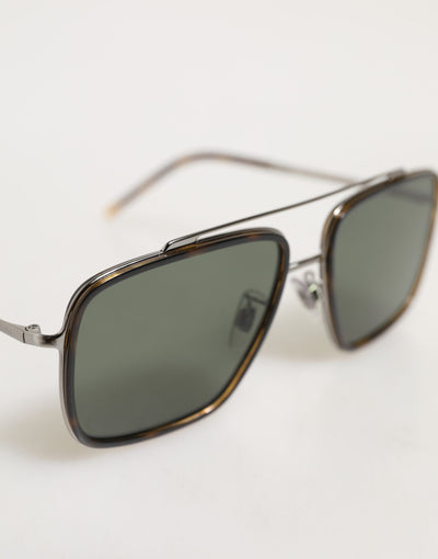 Dolce & Gabbana Silver Metal Frame Polarized Navigator Sunglasses