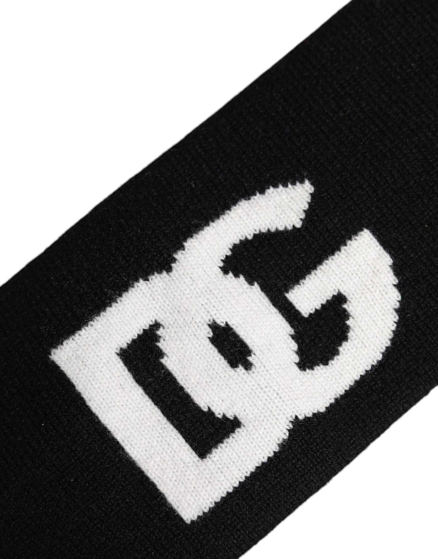 Dolce & Gabbana Black White Cashmere Headband DG Logo One Size Hat