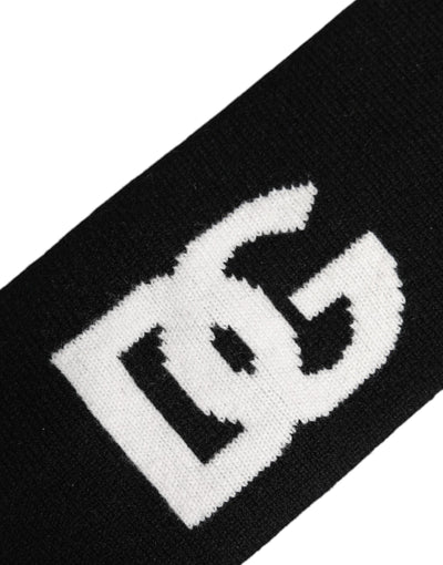 Dolce & Gabbana Black White Cashmere Headband DG Logo One Size Hat