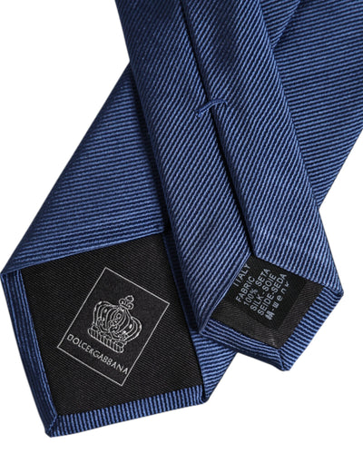 Dolce & Gabbana Men Blue Solid Silk Adjustable Necktie Accessory Tie
