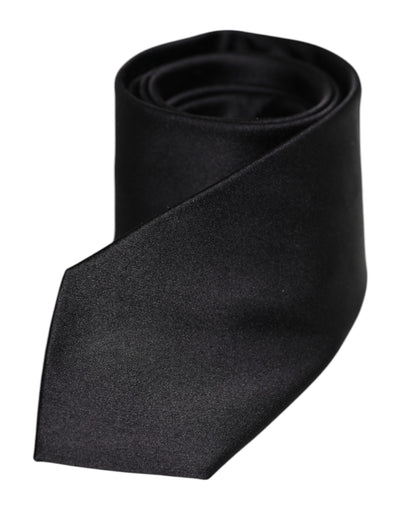 Dolce & Gabbana Men Black Solid Silk Adjustable Necktie Accessory Tie