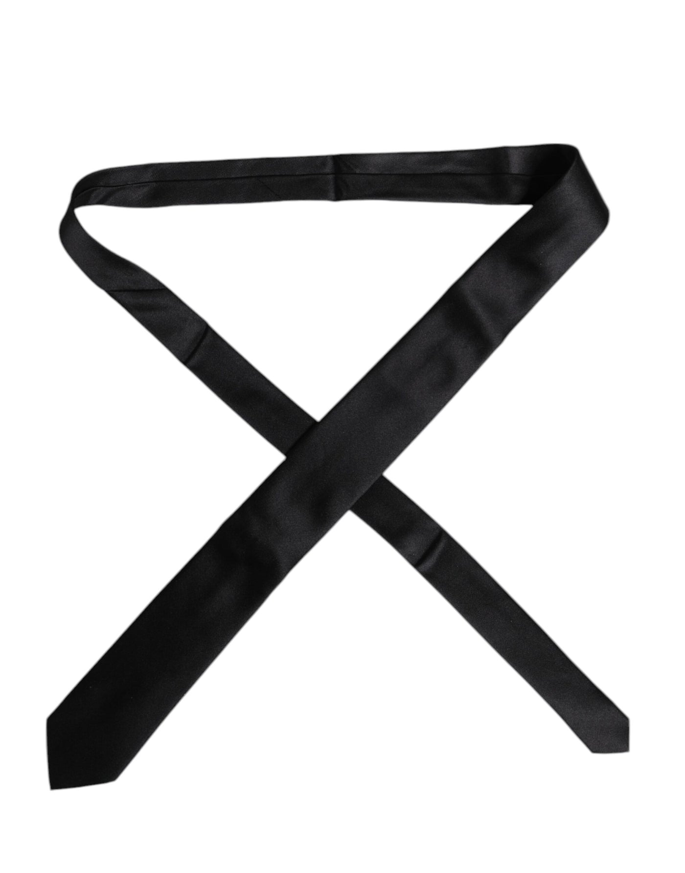 Dolce & Gabbana Men Black Solid Silk Adjustable Necktie Accessory Tie