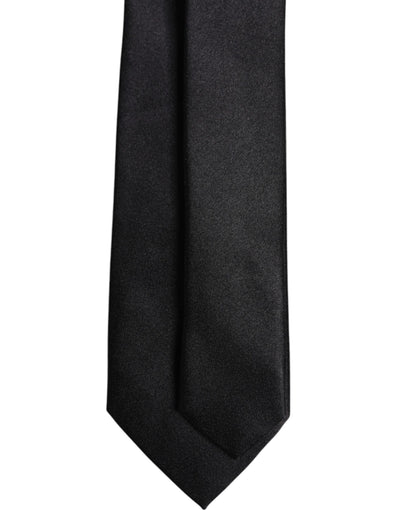 Dolce & Gabbana Men Black Solid Silk Adjustable Necktie Accessory Tie