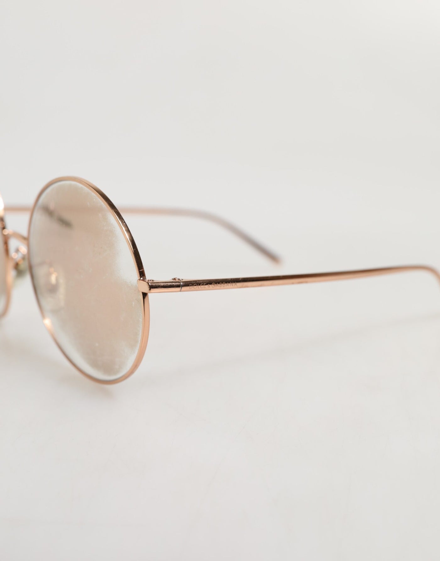 Dolce & Gabbana Rose Gold Plated Round Lenses Shades Eyewear Sunglasses