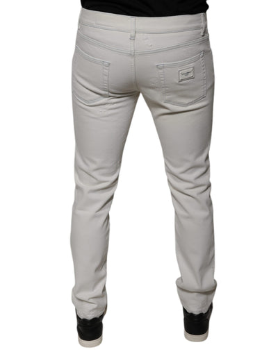 Dolce & Gabbana White Cotton Stretch Skinny Men Denim Jeans