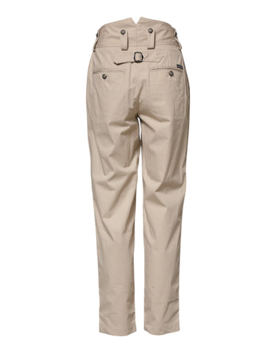 Dolce & Gabbana Beige Cotton Tapered Cargo Men Trouser Pants