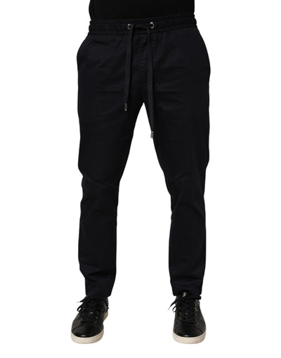 Dolce & Gabbana Black Mid Waist Drawstring Men Jogger Pants