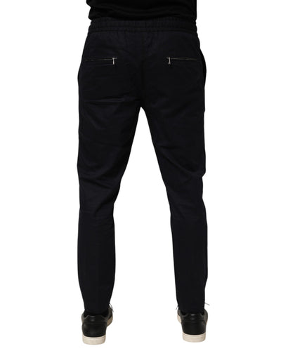 Dolce & Gabbana Black Mid Waist Drawstring Men Jogger Pants