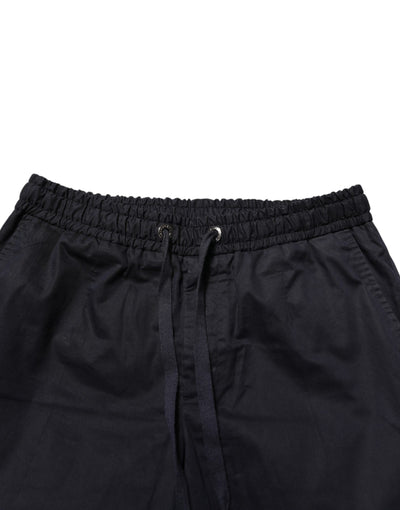 Dolce & Gabbana Black Mid Waist Drawstring Men Jogger Pants