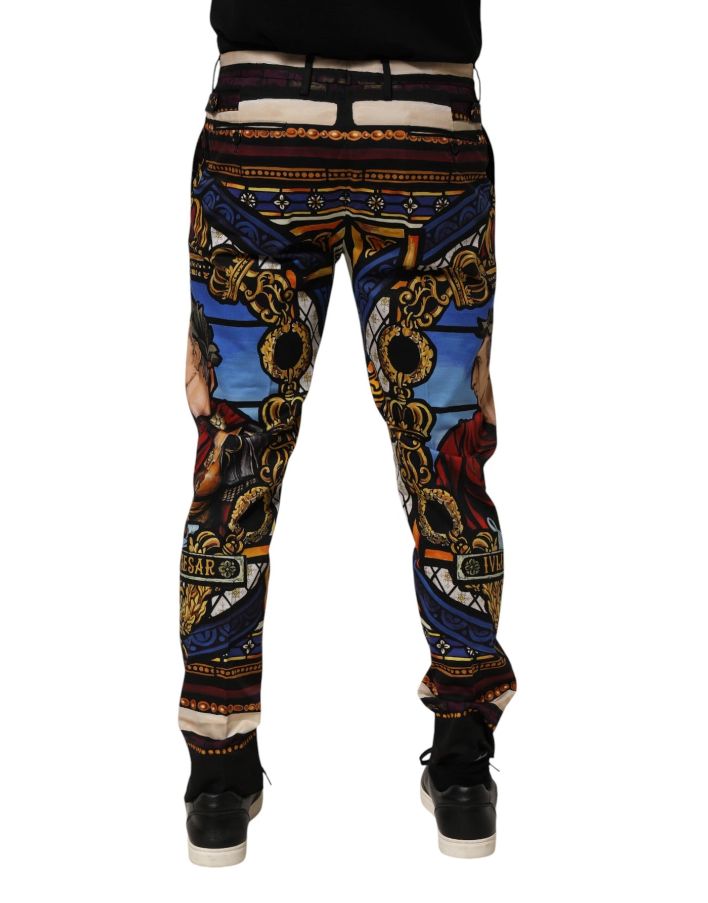 Dolce & Gabbana Multicolor Julias Ceasar Print Tapered Pants