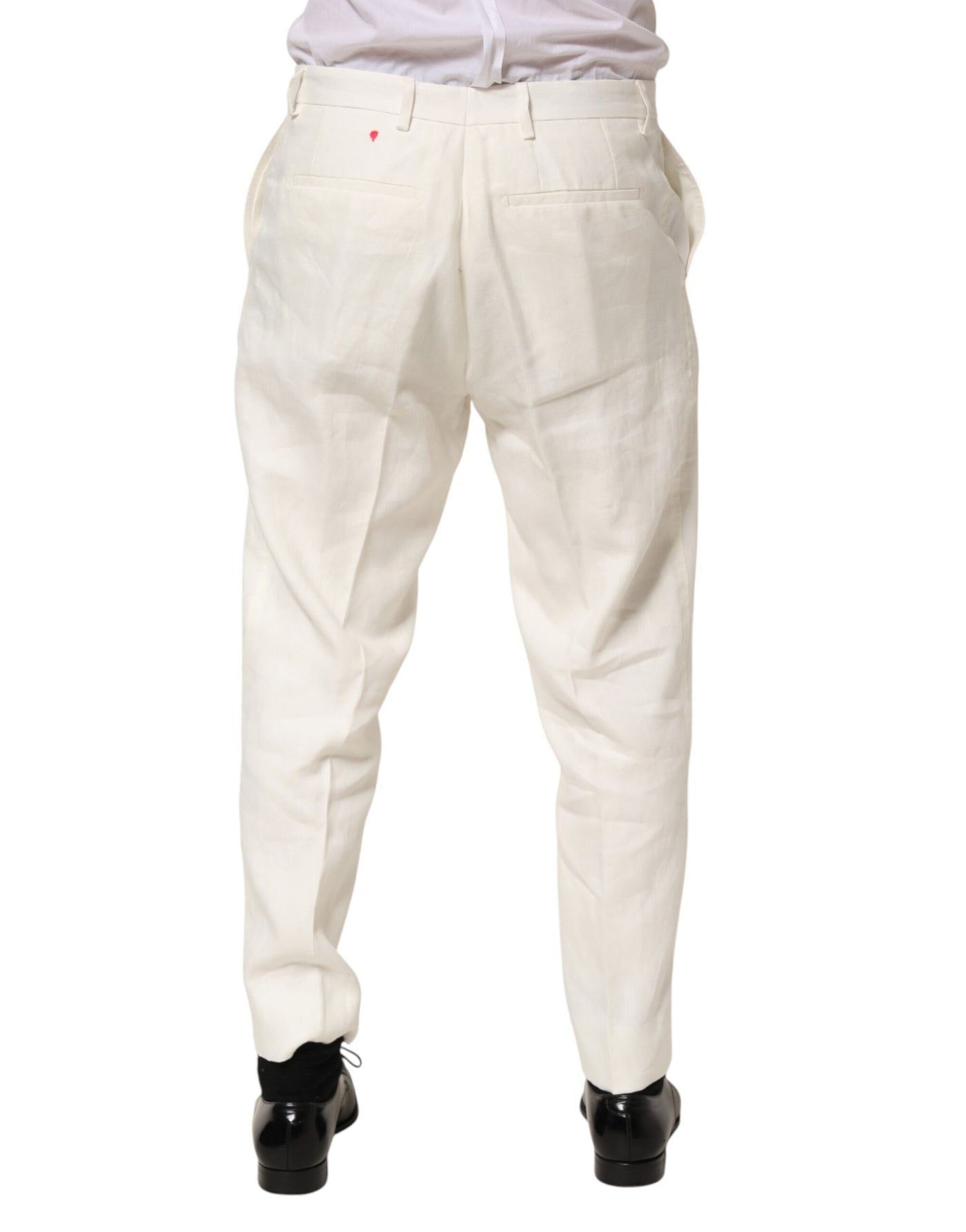 Dolce & Gabbana White Linen Formal Dress Men Trouser Pants
