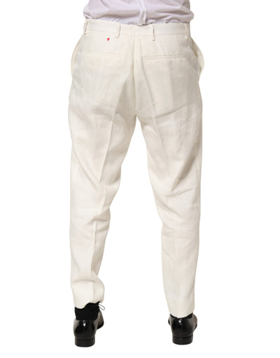 Dolce & Gabbana White Linen Formal Dress Men Trouser Pants