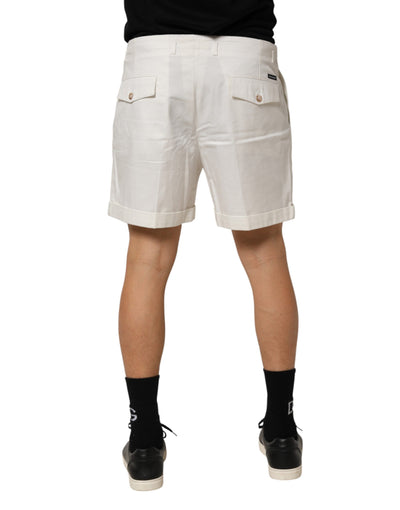 Dolce & Gabbana White Cotton Mid Waist Men Bermuda Shorts