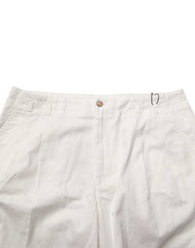 Dolce & Gabbana White Cotton Mid Waist Men Bermuda Shorts