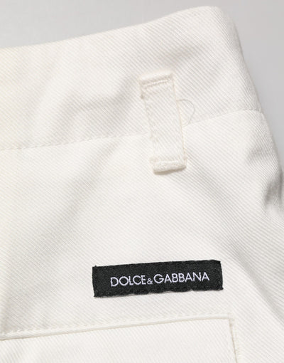 Dolce & Gabbana White Cotton Mid Waist Men Bermuda Shorts
