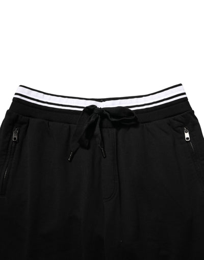 Dolce & Gabbana Black Cotton Sacred-Heart Men Jogger Pants