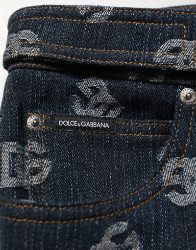 Dolce & Gabbana Blue Logo Print Straight Denim Men Jeans