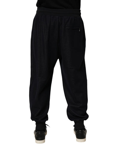 Dolce & Gabbana Black Cotton Blend Drawstring Jogger Jogger Pants