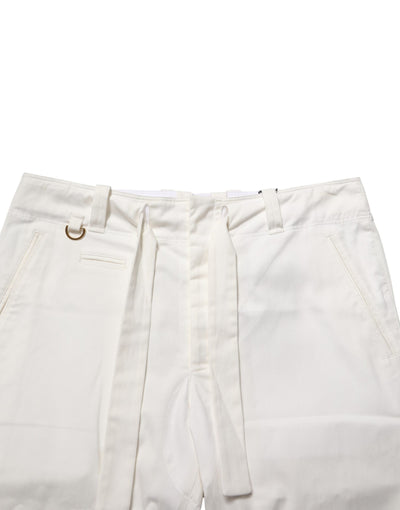 Dolce & Gabbana White Cotton Stretch Cropped Trouser Pants