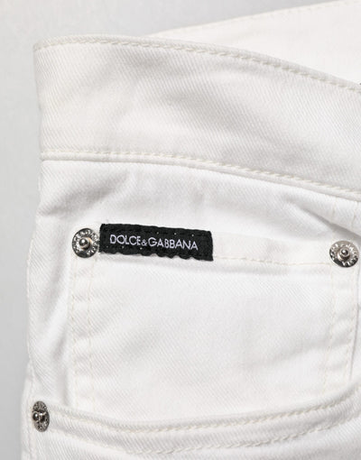 Dolce & Gabbana White Graffiti Print Skinny GOLD Denim Jeans