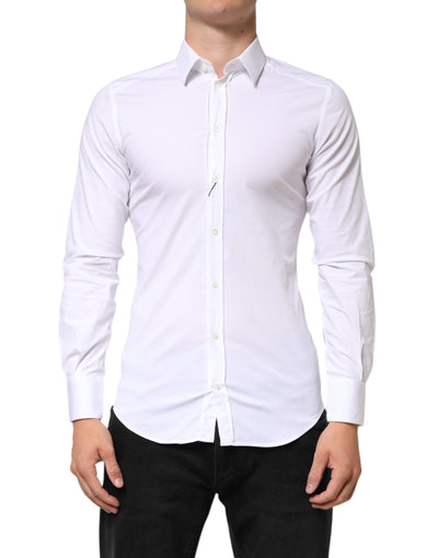 Dolce & Gabbana White Cotton GOLD Formal Men Dress Shirt