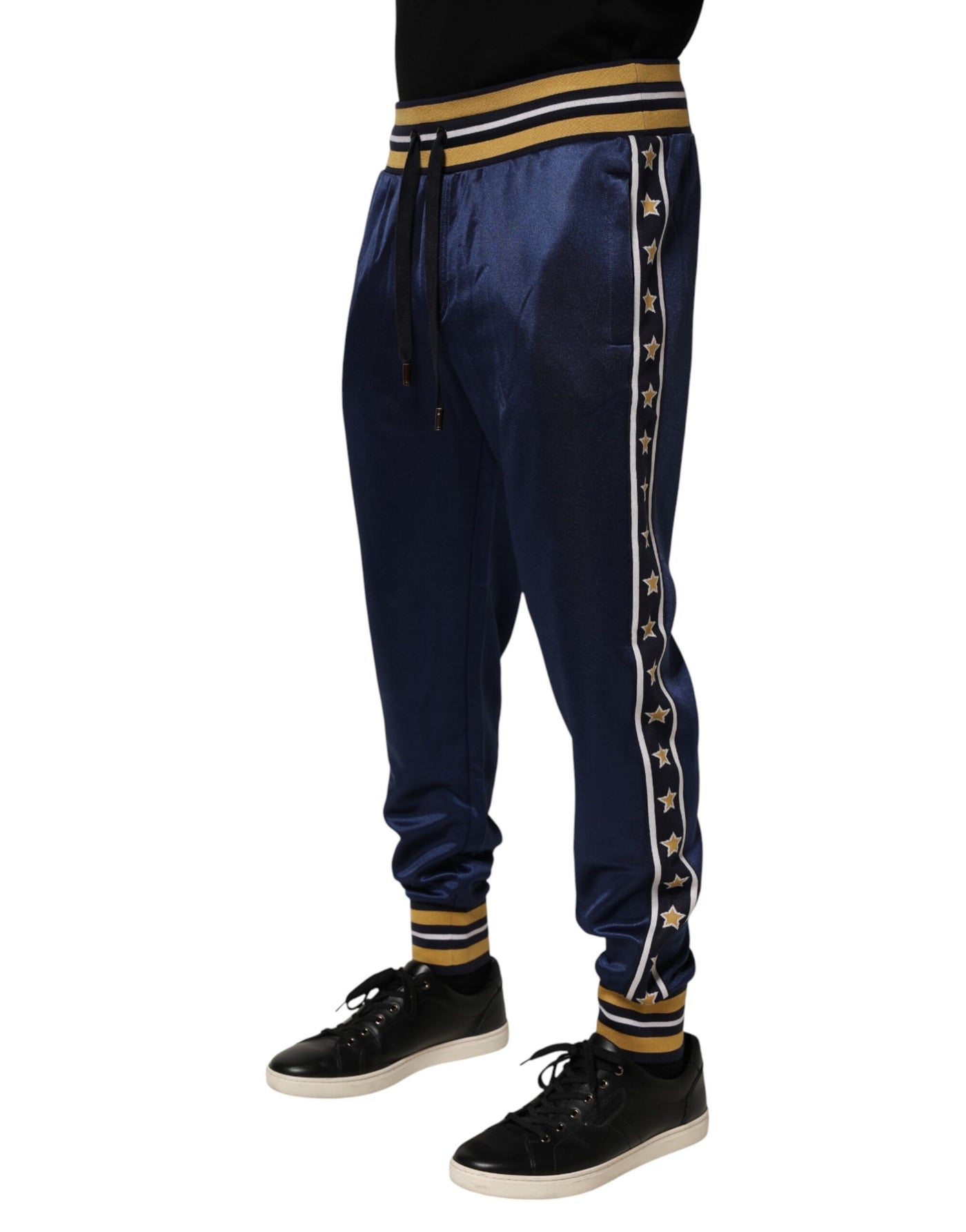 Dolce & Gabbana Blue Nylon Jogger Mid Waist Trouser Pants