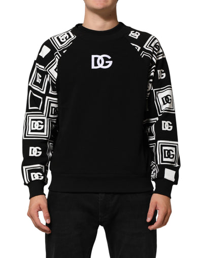 Dolce & Gabbana Black D&G Monogram Cotton Sweatshirt Sweater