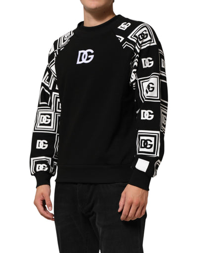 Dolce & Gabbana Black D&G Monogram Cotton Sweatshirt Sweater