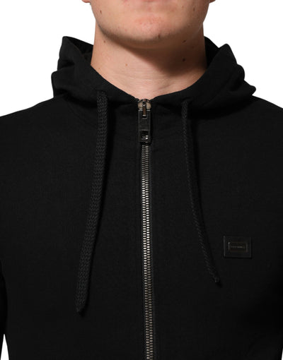 Dolce & Gabbana Sweater Black Cotton Hooded Men Sweatshirt Sweater