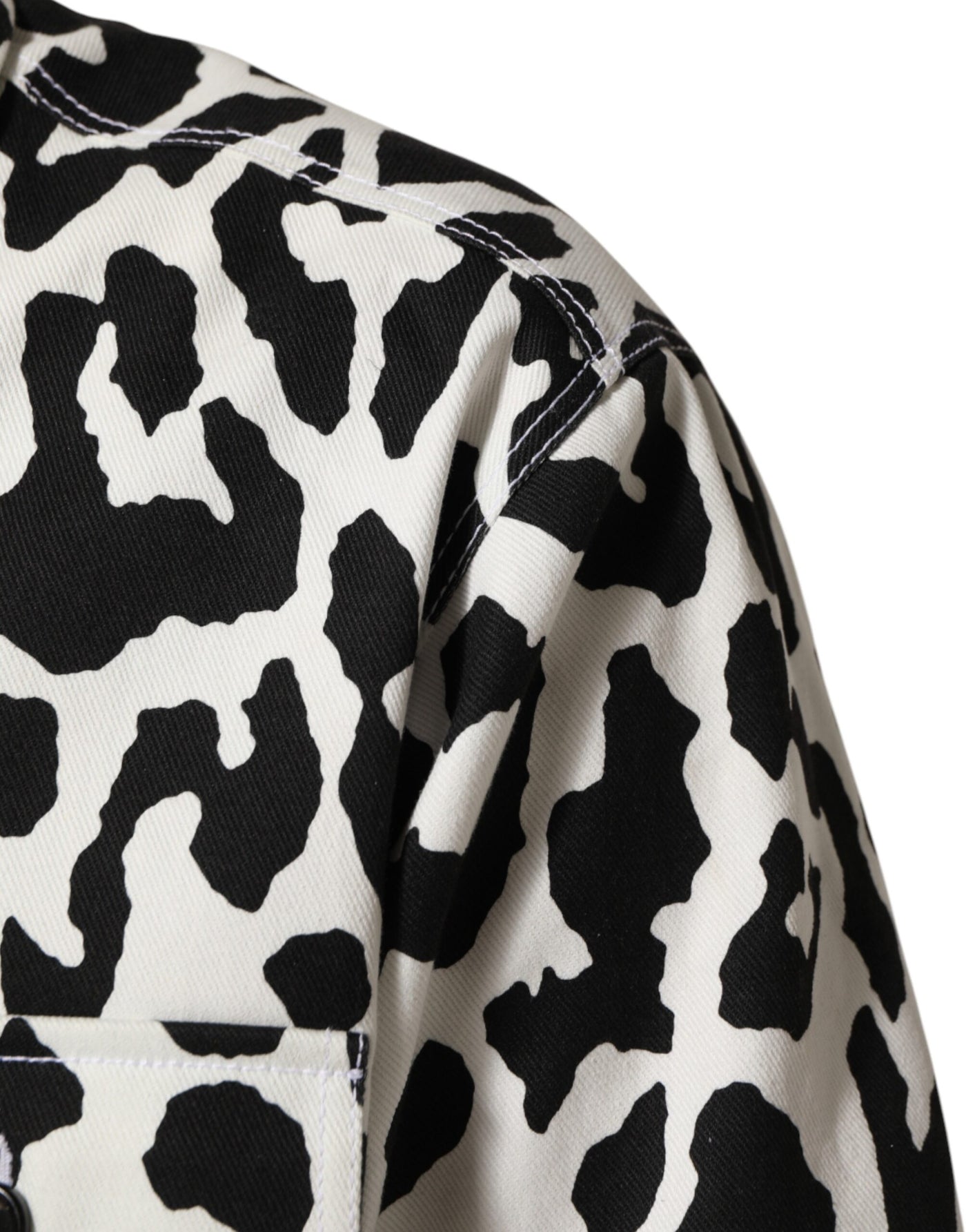 Dolce & Gabbana Black White Leopard Denim Blouson Sweater