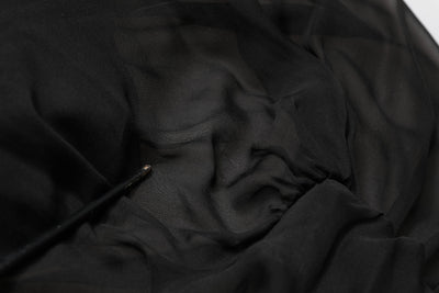 Dolce & Gabbana Black Silk Tulle Long Sleeve V-neck Dress