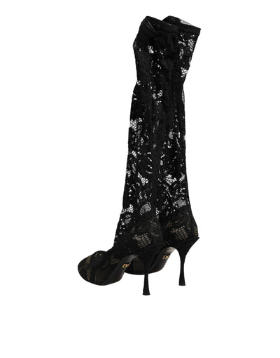 Dolce & Gabbana Black Pumps Taormina Lace Socks Boots Shoes