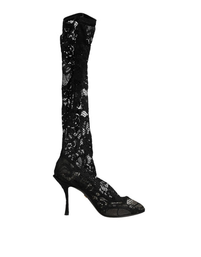 Dolce & Gabbana Black Pumps Taormina Lace Socks Boots Shoes