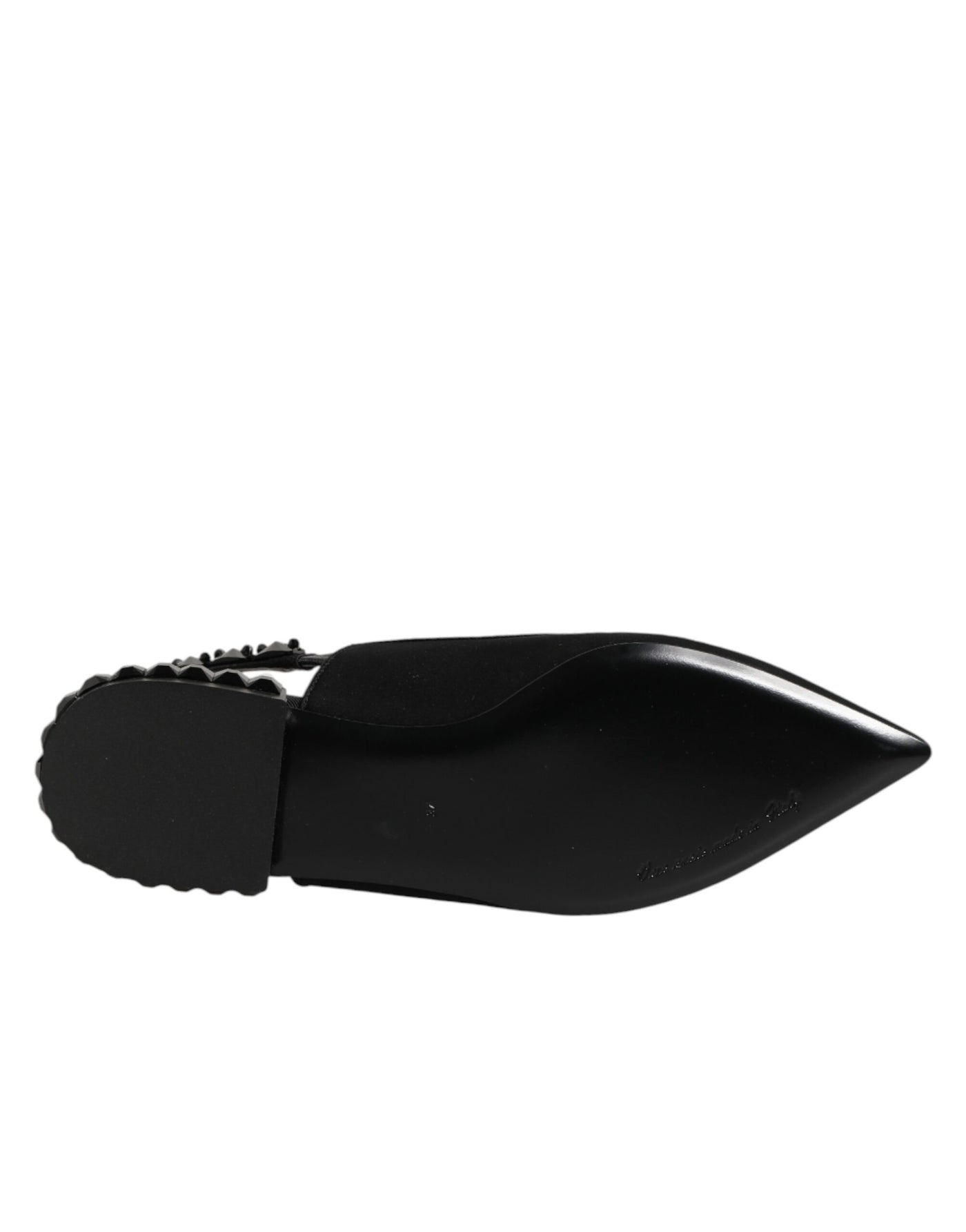 Dolce & Gabbana Black Crystal Charmeuse Slingback Shoes