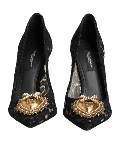 Dolce & Gabbana Black Taormina Lace DEVOTION Pumps Shoes