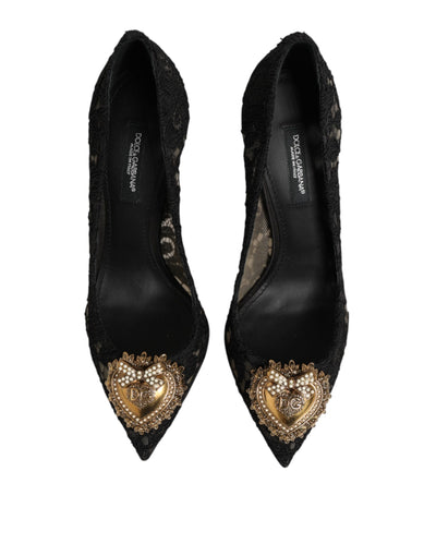 Dolce & Gabbana Black Taormina Lace DEVOTION Pumps Shoes